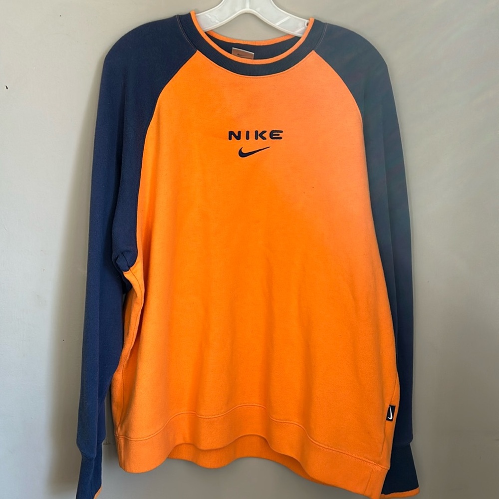 Nike Orange & Blue Cotton Crewneck Sweatshirt/Hoodie
